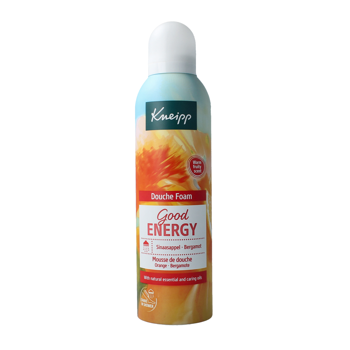 Kneipp Good Energy Douchefoam in 200ml bottle, a refreshing body wash and shower foam with energizing scent.