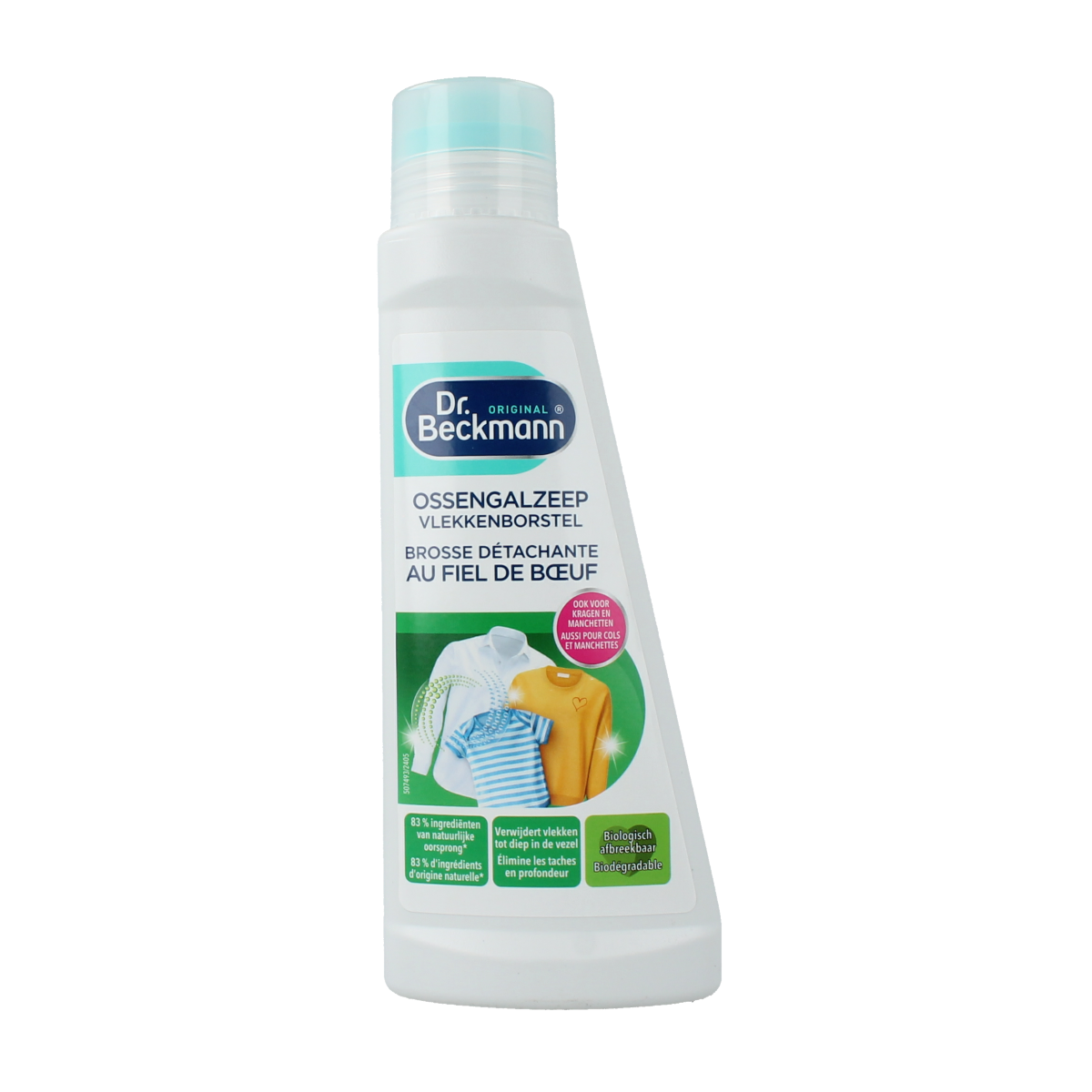 Dr. Beckmann Prewash liquid stain remover in 250ml bottle, effective for pre-treating laundry stains.