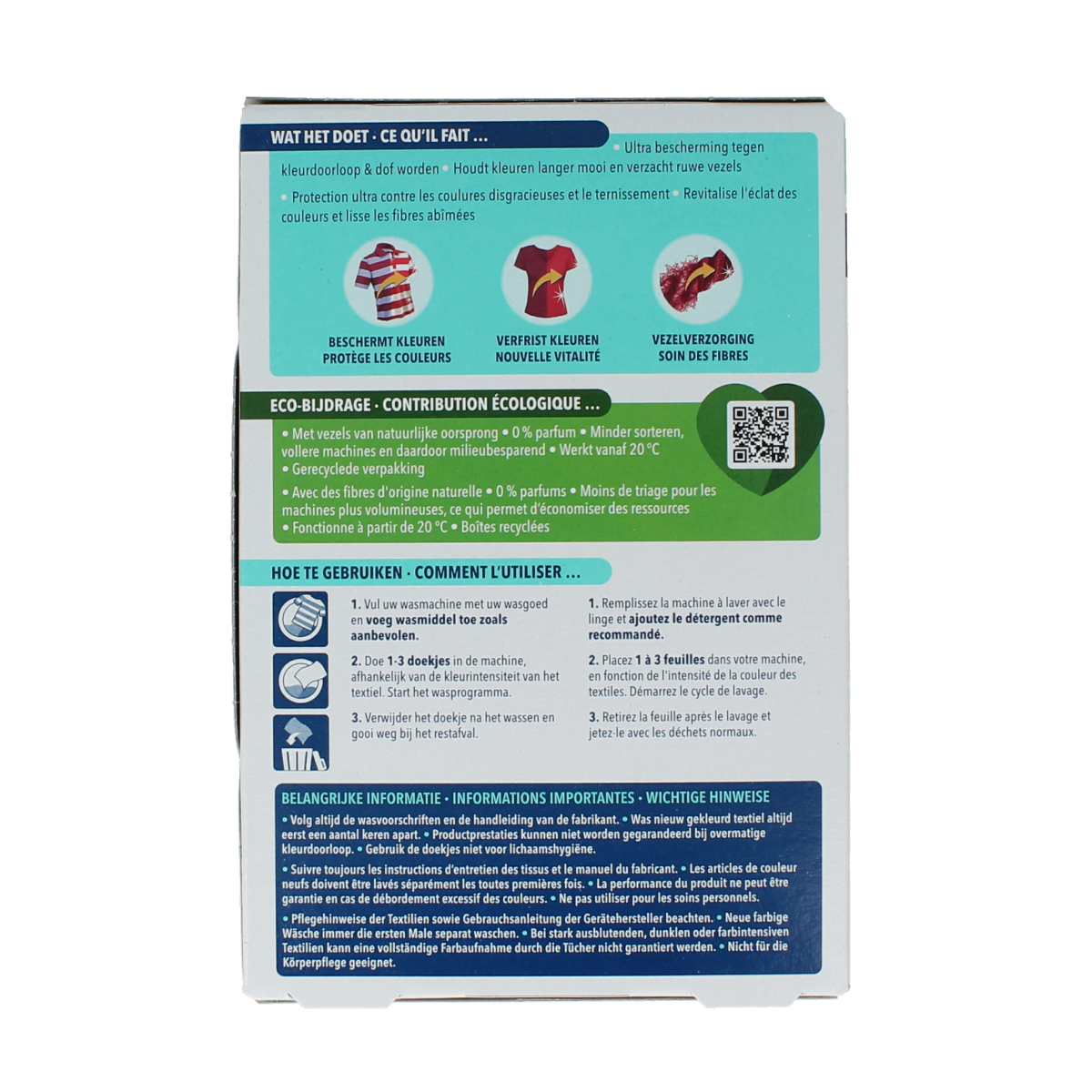 Dr. Beckmann Colour & Dirt Collector laundry sheets in a pack of 24, designed to protect colors and remove stains during washing.
