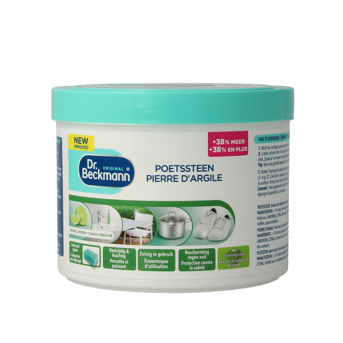 Dr. Beckmann Poetssteen 550g natural cleaning stone for removing stains and limescale from household surfaces.