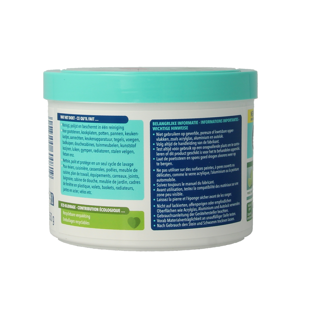 Dr. Beckmann Poetssteen 550g natural cleaning stone for removing limescale and soap residues from bathroom and kitchen surfaces.