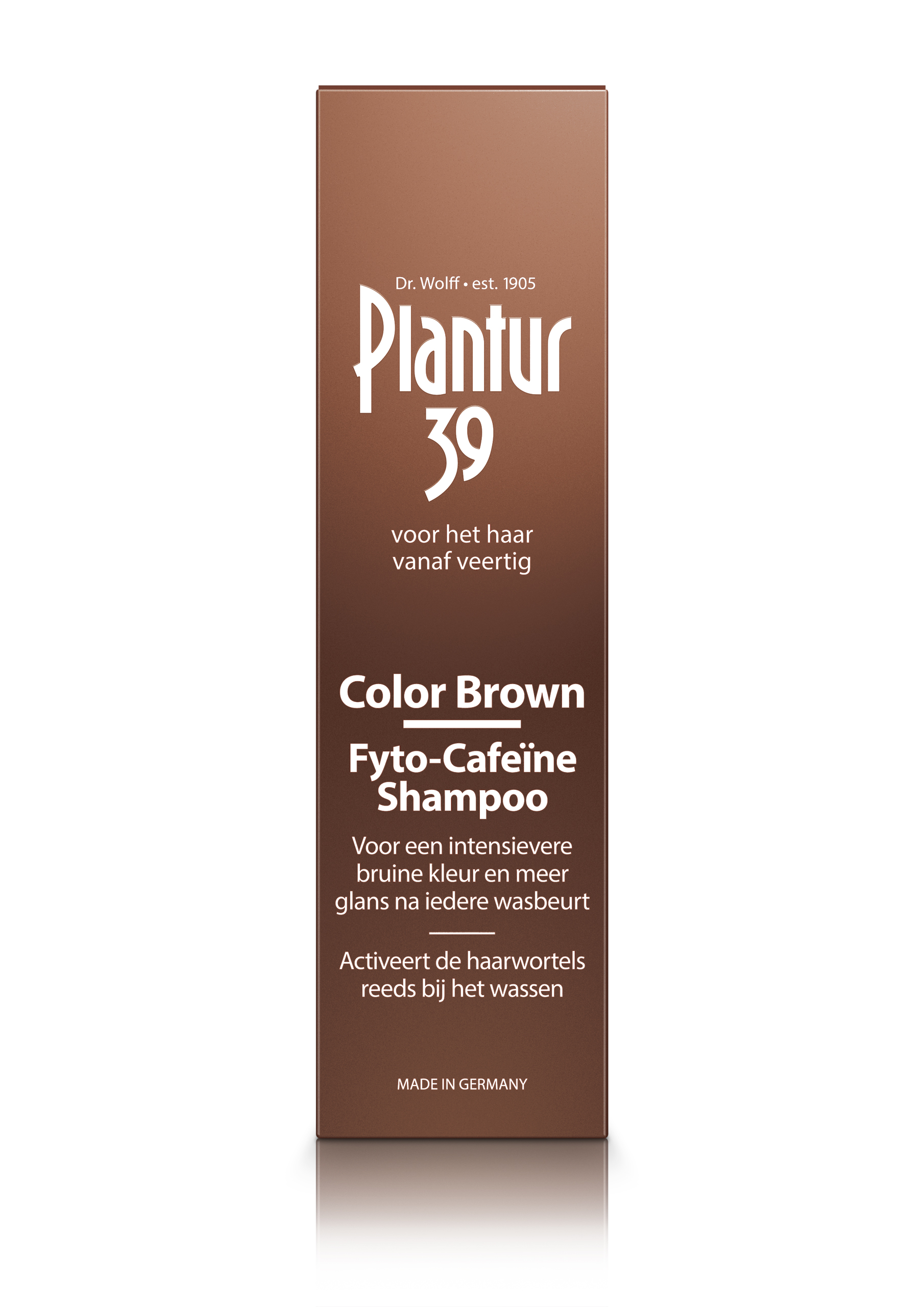 Plantur39 brown shampoo bottle for hair care, 250ml, with brown liquid visible in the packaging.