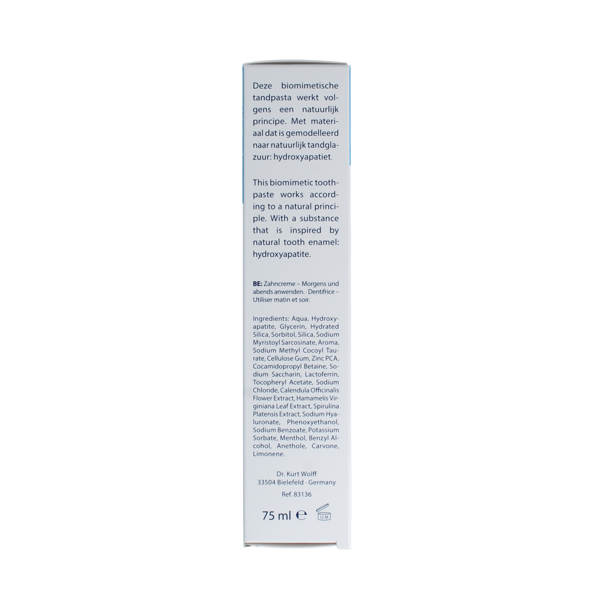 Bioniq Repair Gum Protect toothpaste in 75ml tube, featuring natural mint flavor and gum healing properties.