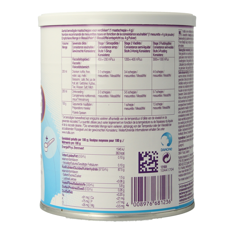 Nutricia Nutilis 300g medical dietary supplement container with label showing product details.