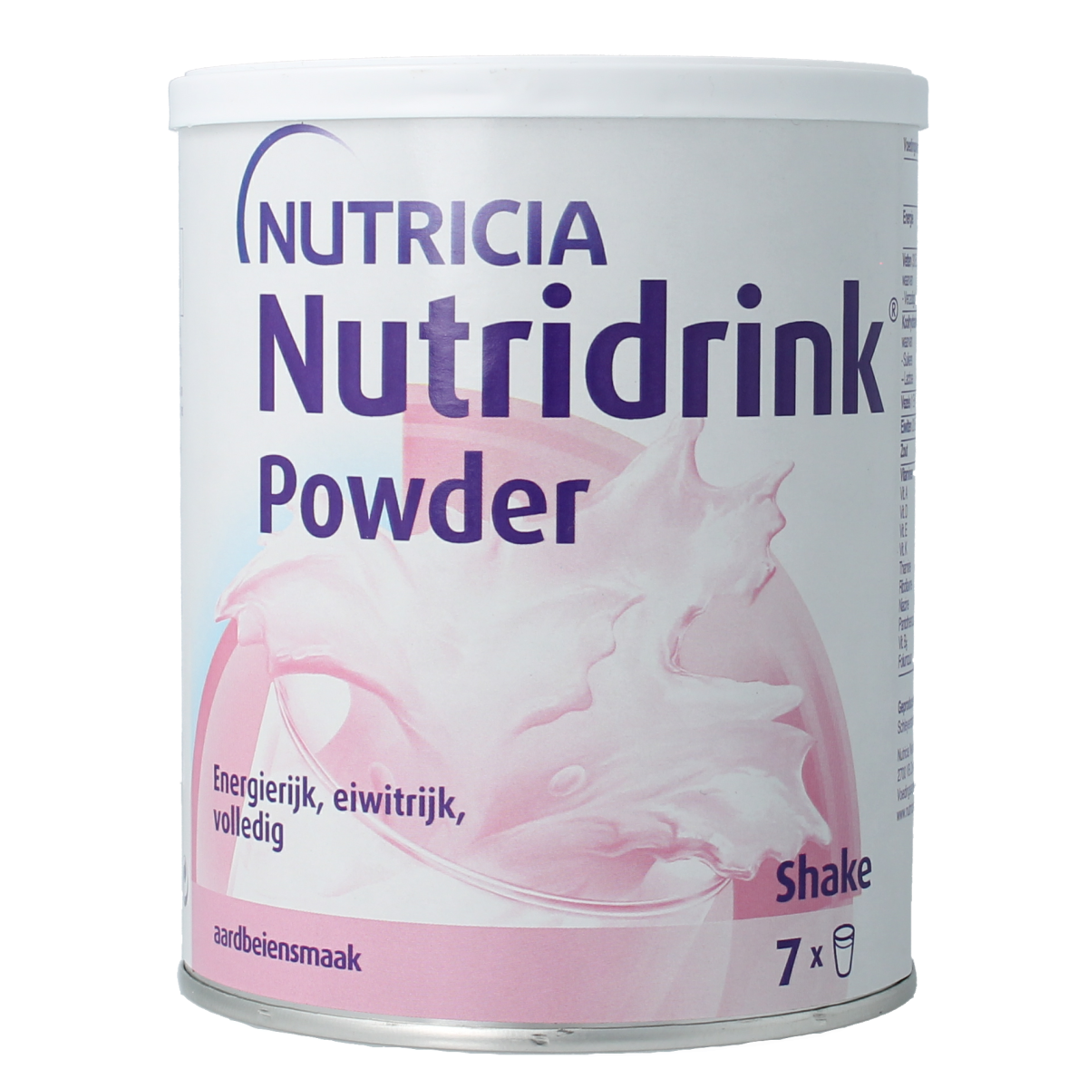 Nutridrink Aardbei strawberry-flavored medical dietary supplement powder in a 335g container.