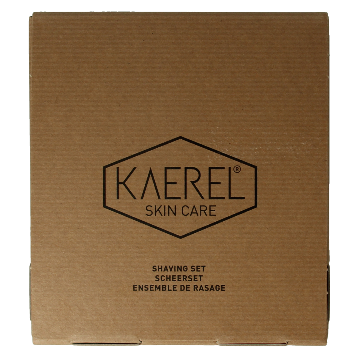 Kaerel skincare shavingset with shave cream and aftershave, includes razor and grooming essentials for smooth shaving.