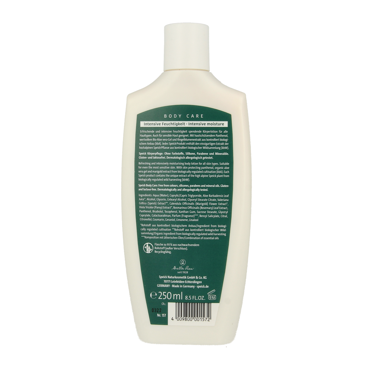 Speick Original body lotion in 250ml bottle, featuring a natural body care product with soothing ingredients.