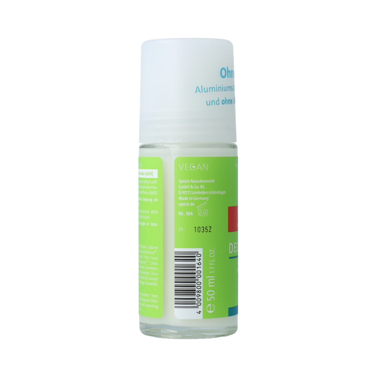 Speick Natural aktiv deodorant roller alcoholvrij, 50ml, showing the deodorant bottle with label and rollerball applicator.