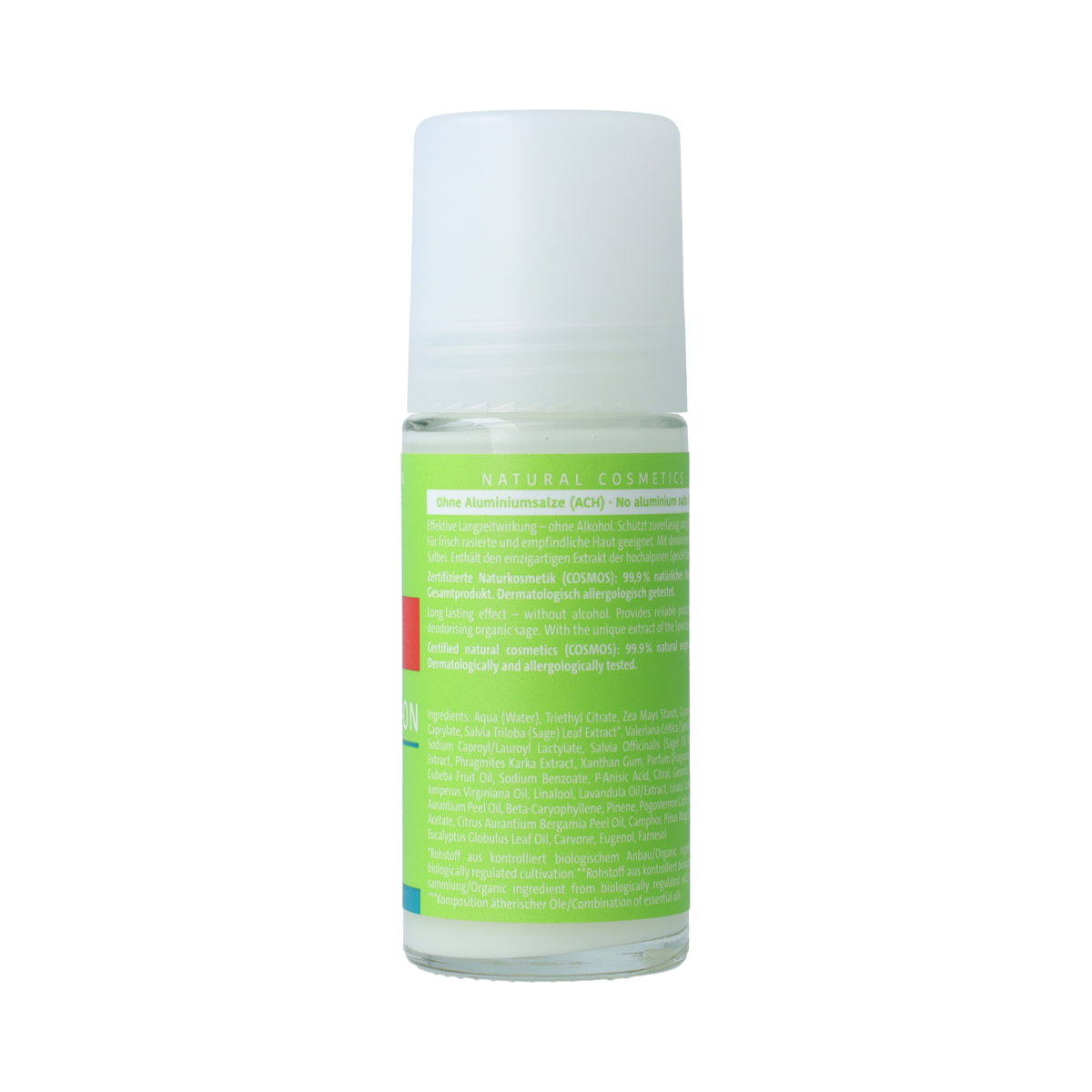 Speick Natural Aktiv Deodorant Roller, alcohol-free, in 50ml bottle, showing the deodorant applicator and product packaging.