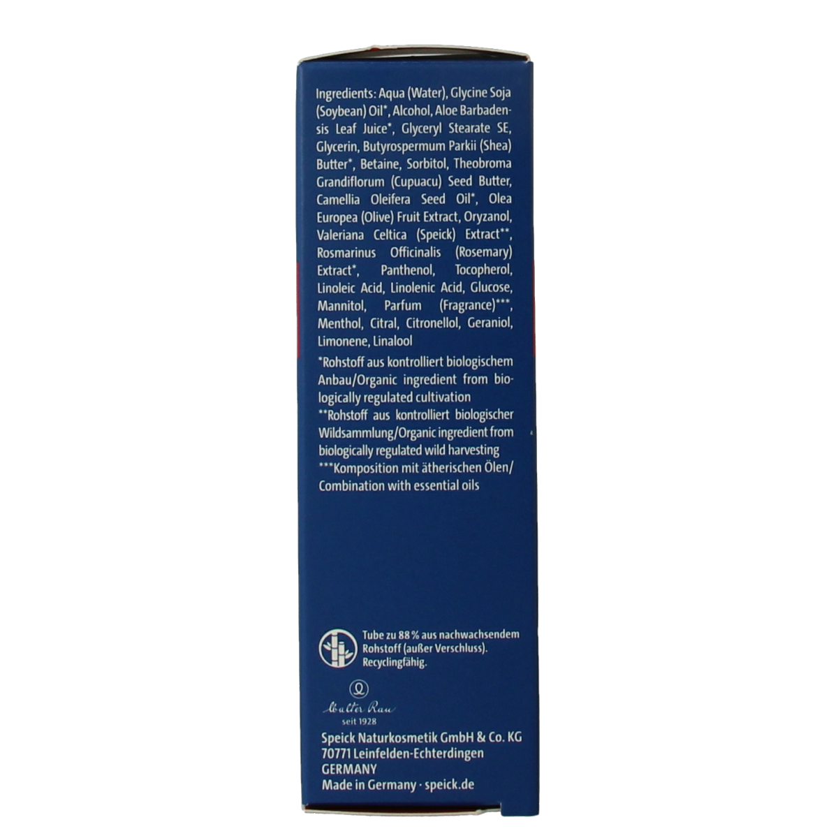 Speick Men intensive cream in 50ml tube, a body care product with a sleek design and the Speick brand logo visible.