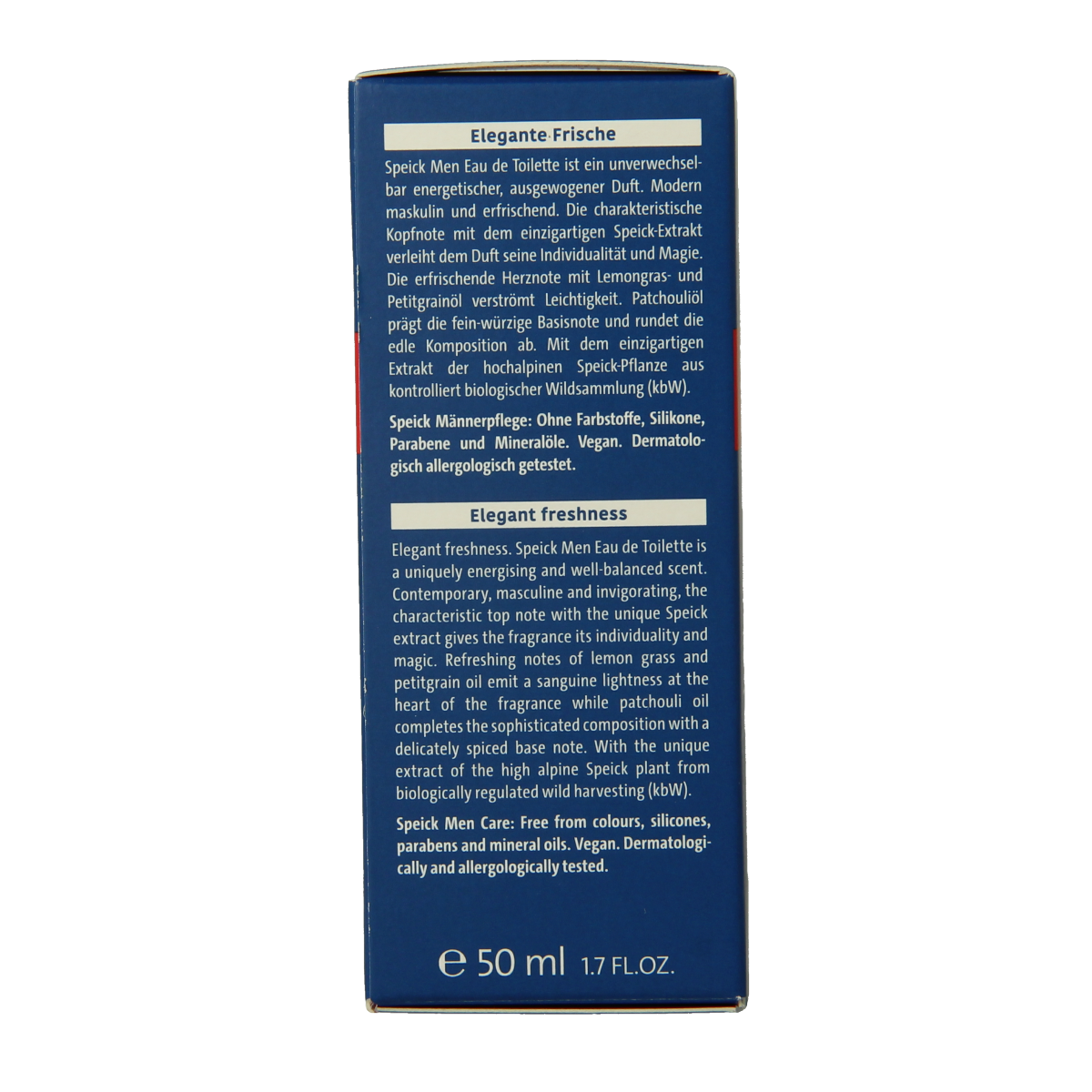 Speick Man eau de toilette bottle, 50ml, with sleek design and label featuring the Speick brand for men's fragrance.