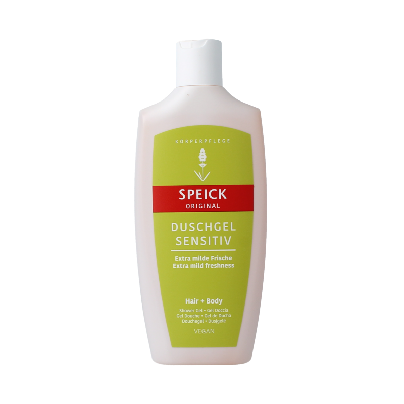 Speick Sensitive shower gel in 250ml bottle, gentle formula for sensitive skin, with a clean, refreshing appearance