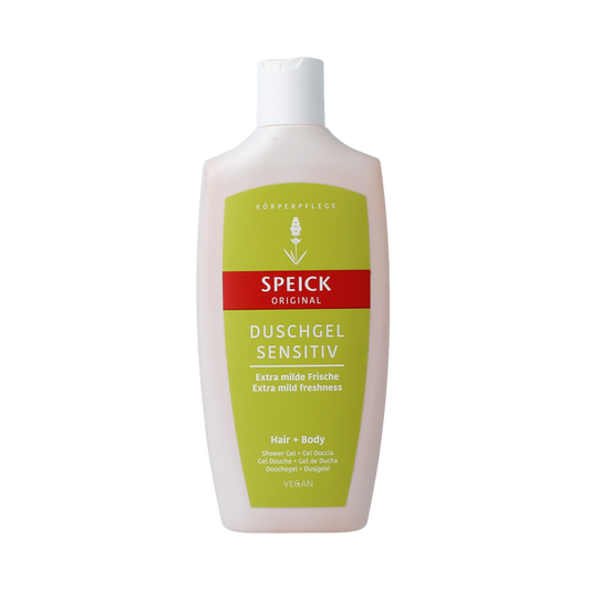 Speick Sensitive shower gel in 250ml bottle, gentle formula for sensitive skin, with a clean, refreshing appearance
