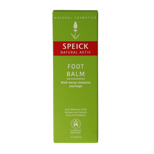 Speick Natural Aktiv Voetbalsem 75ml, nourishing foot care cream with natural ingredients, in a white tube.