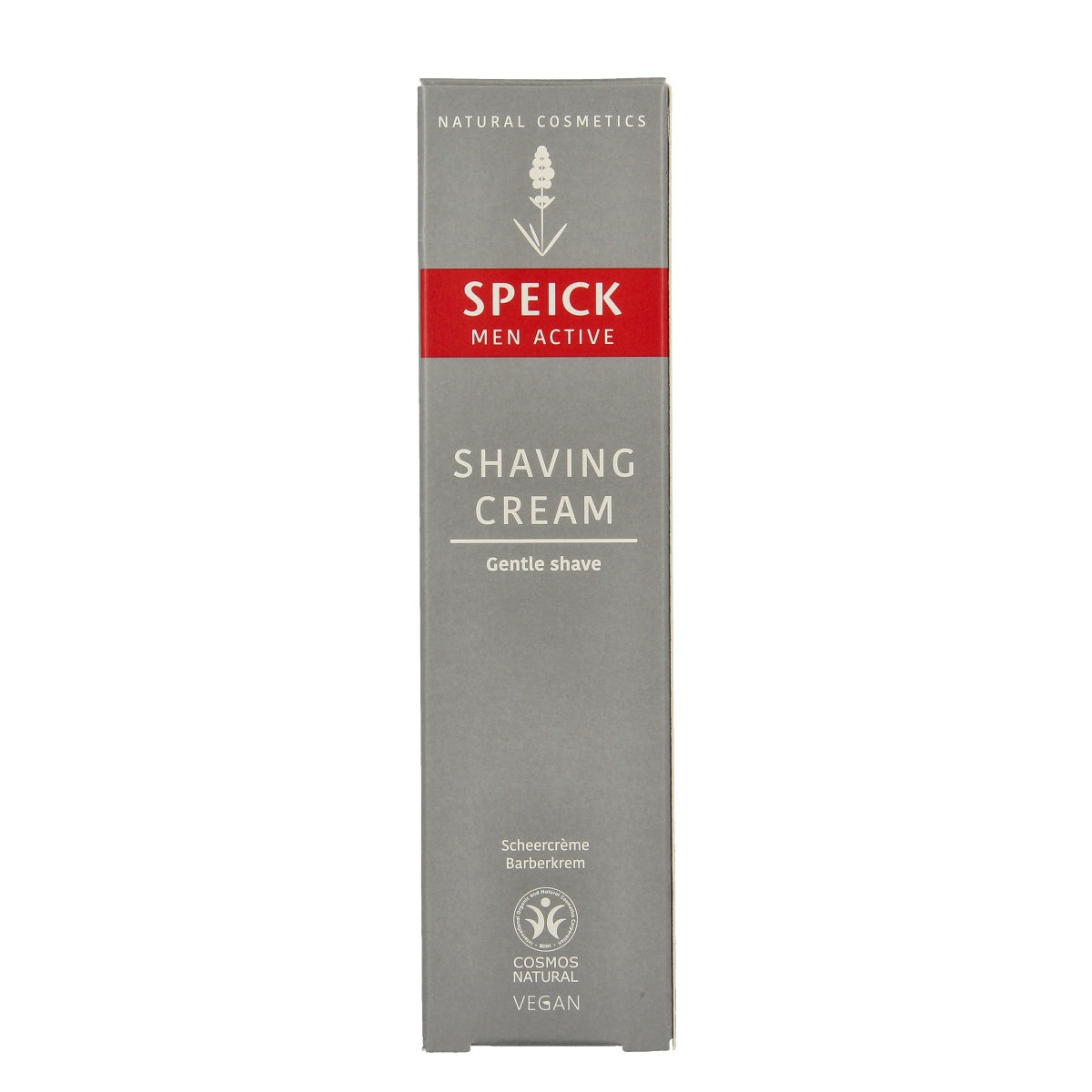 Speick Men Active Scheercreme in 75g tube, grooming product for shaving and skin care, with green and white packaging.