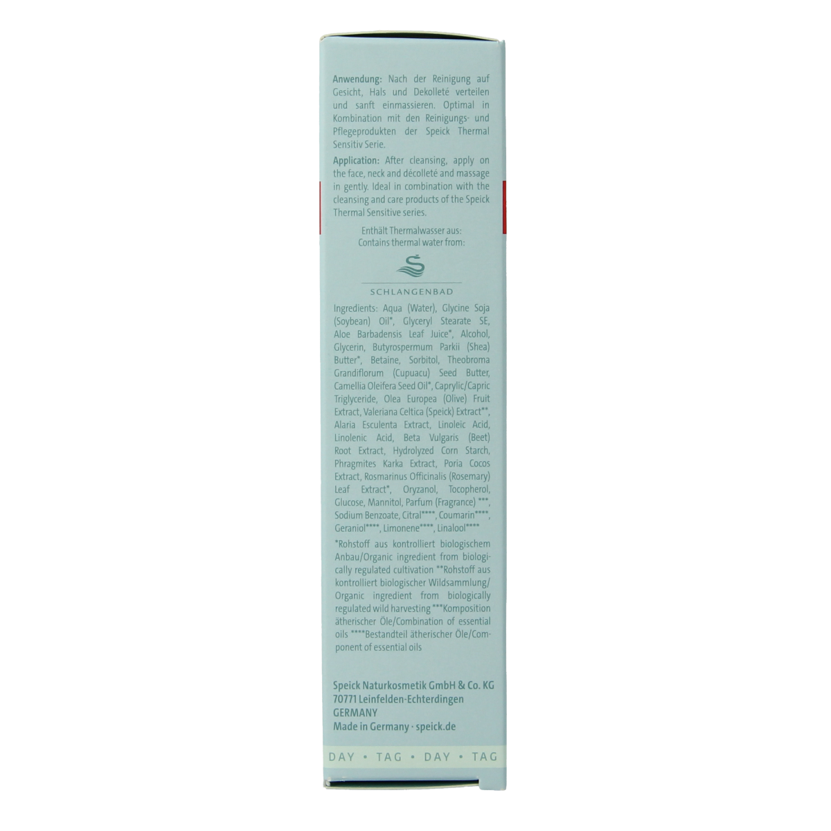 Speick thermal sensitive day cream in 50ml jar, facial skincare product with soothing and hydrating properties.
