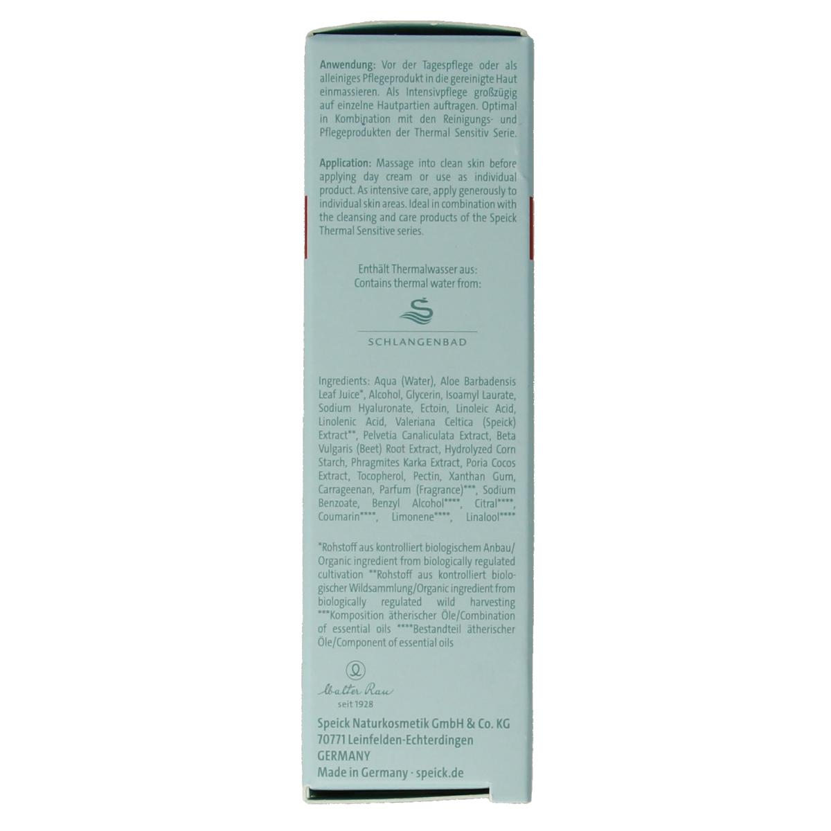 Speick Thermal Sensitive Hyaluron Serum in 15ml bottle, facial skincare product with hydrating and soothing properties.