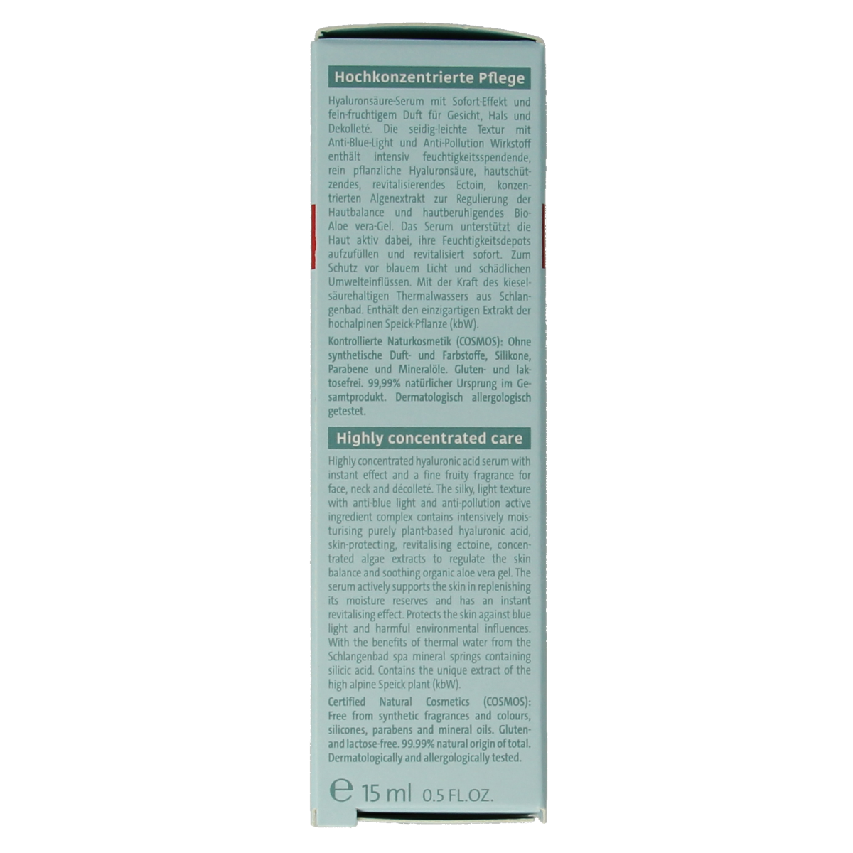 Speick Thermal Sensitive Hyaluron Serum 15ml bottle, facial skincare product with hyaluronic acid for hydration and sensitive skin.