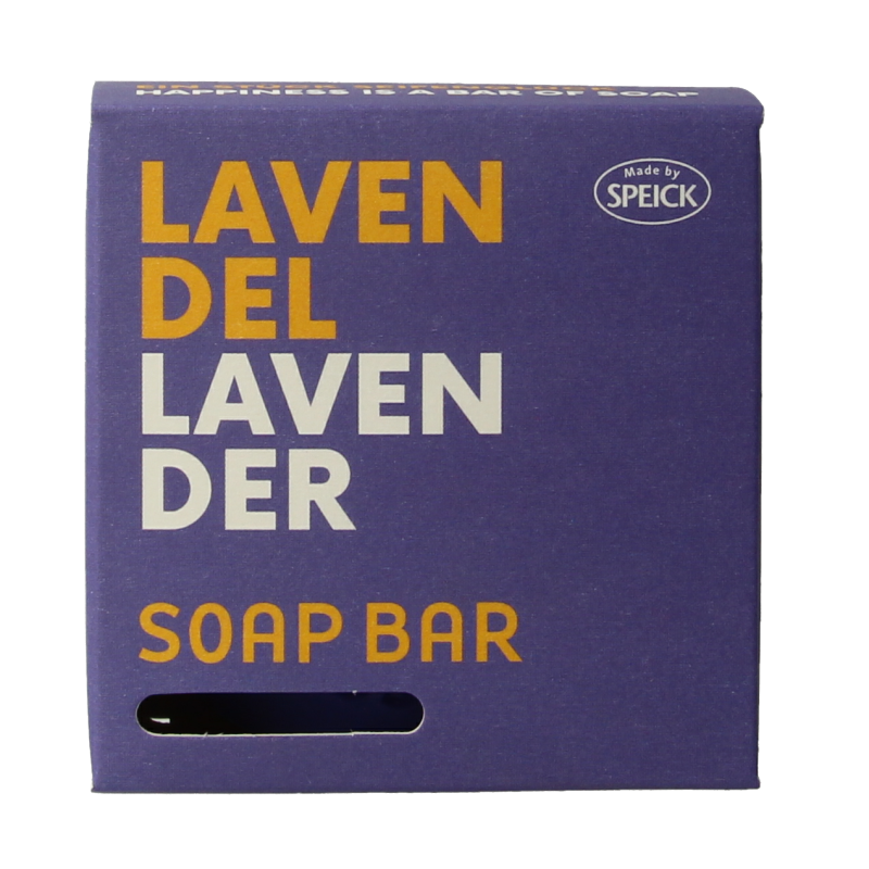 Speick lavender soap in a box, 100 grams, with a lavender-scented bar displayed in a white packaging.