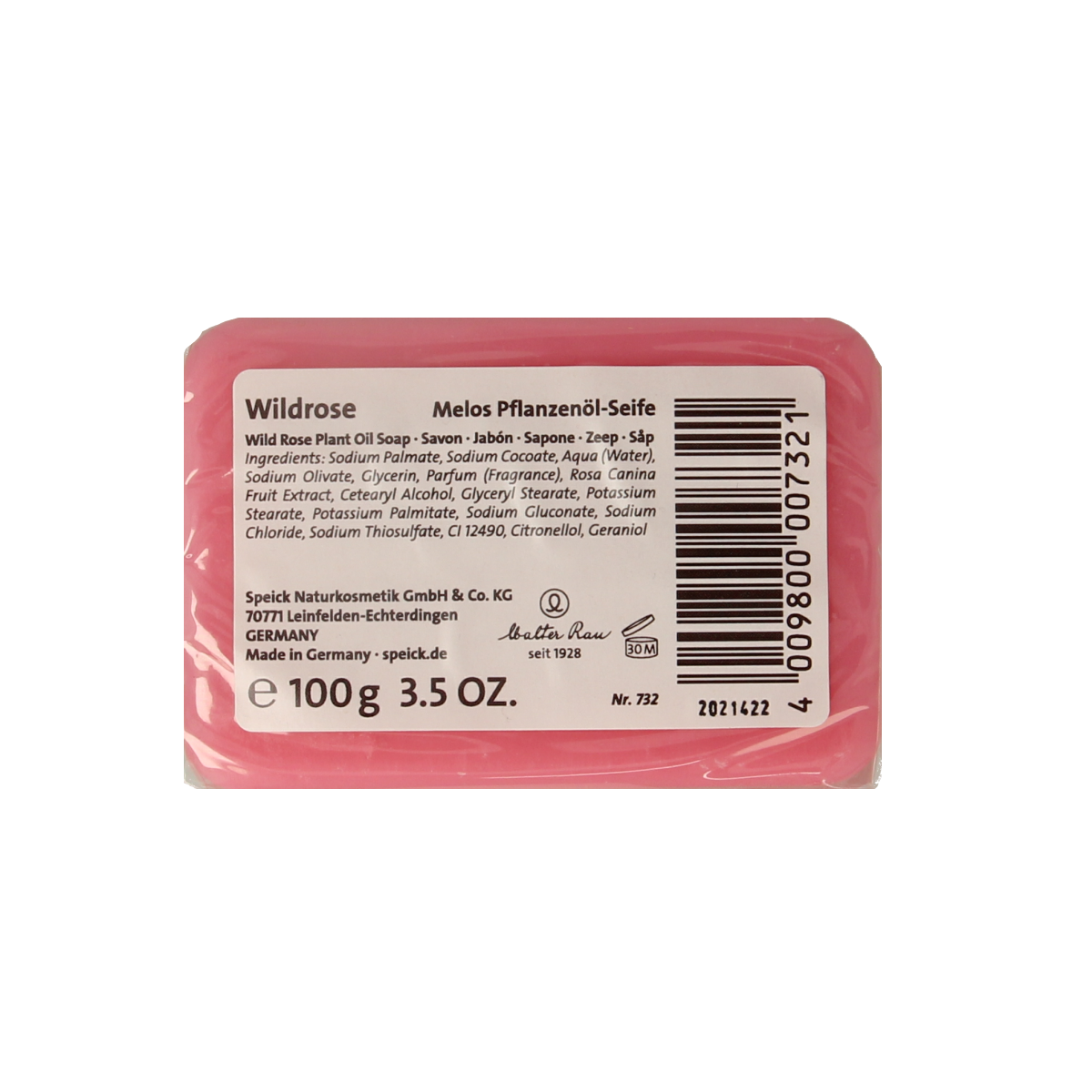 Speick Wilde Roos Zeep soap bar, 100g with floral rose scent, natural skincare product from Speick.
