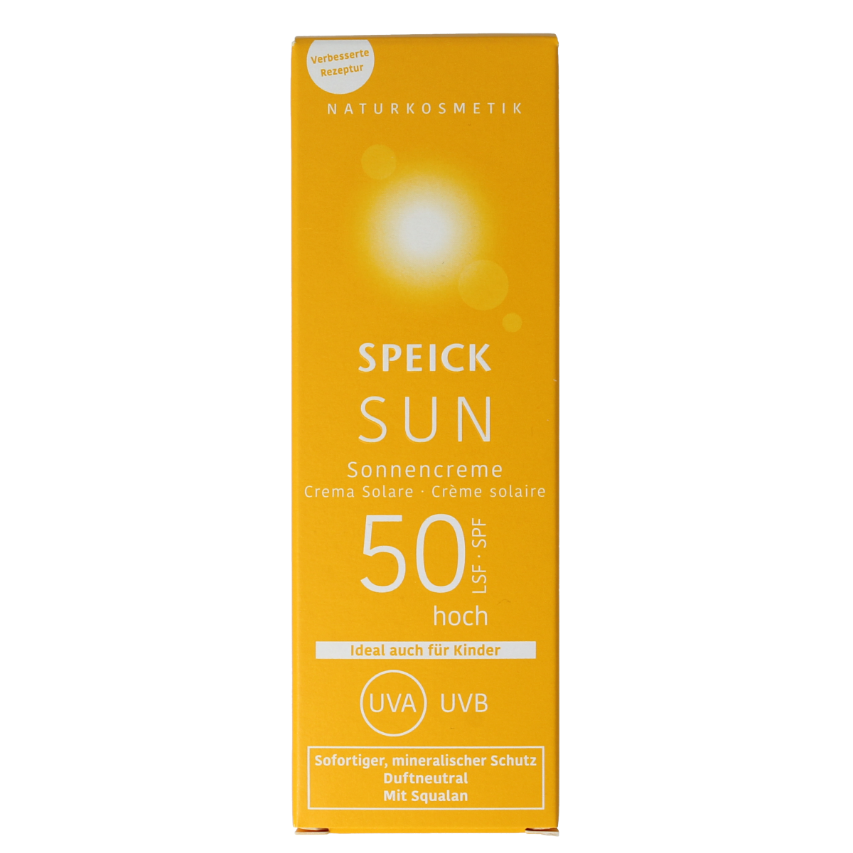 Speick Sun zonnecreme SPF 50 bio in 60ml tube, broad-spectrum sunscreen for sun protection and skin care.