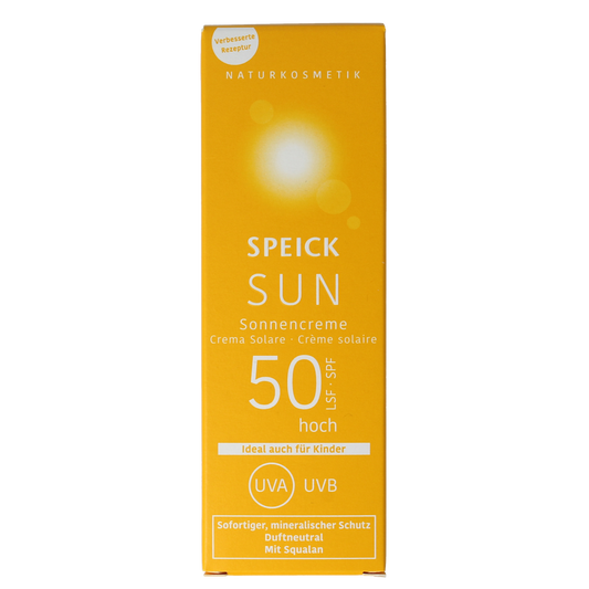 Speick Sun zonnecreme SPF 50 bio in 60ml tube, broad-spectrum sunscreen for sun protection and skin care.