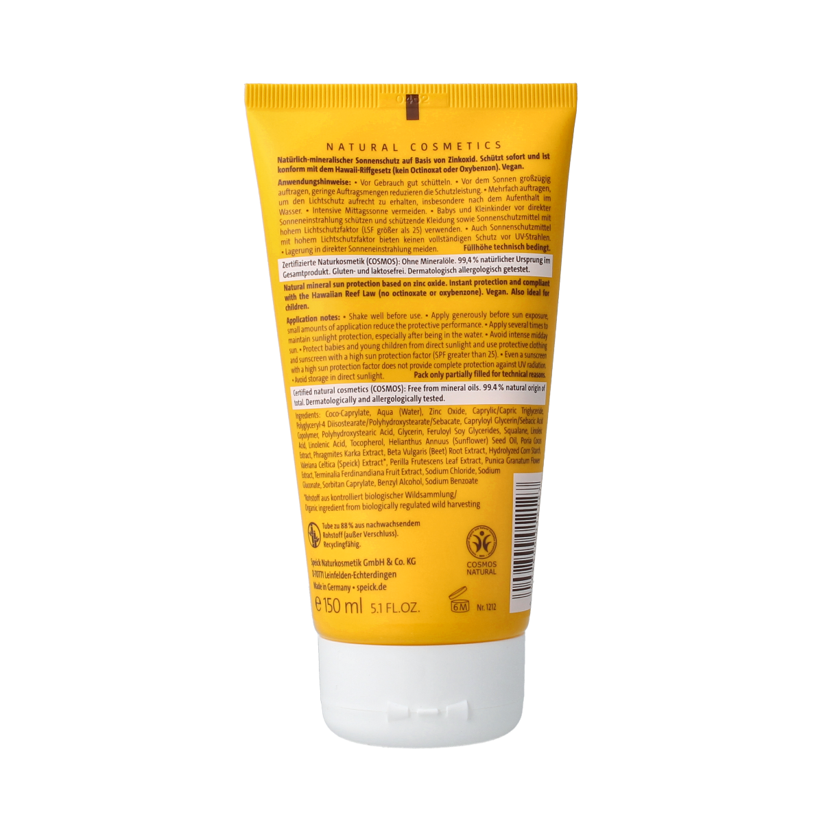 Speick Sun zonnemelk SPF 30 bio sunscreen bottle with 150ml capacity, featuring the product label and pump dispenser.