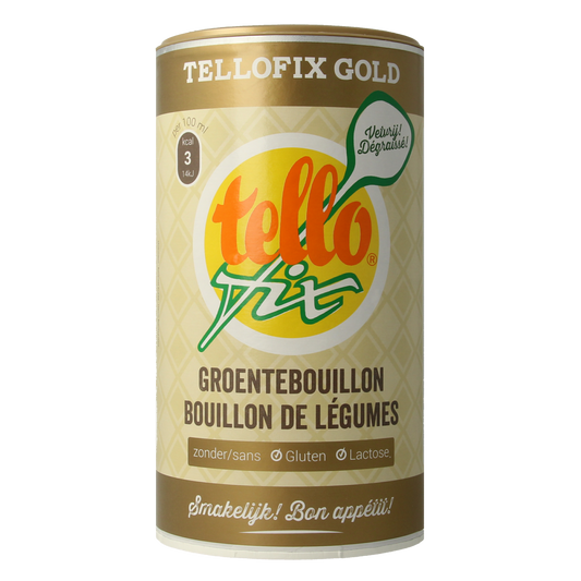 Sublimix Tellofix gold gluten-free soup and broth mix in 900g package, showing the product packaging.