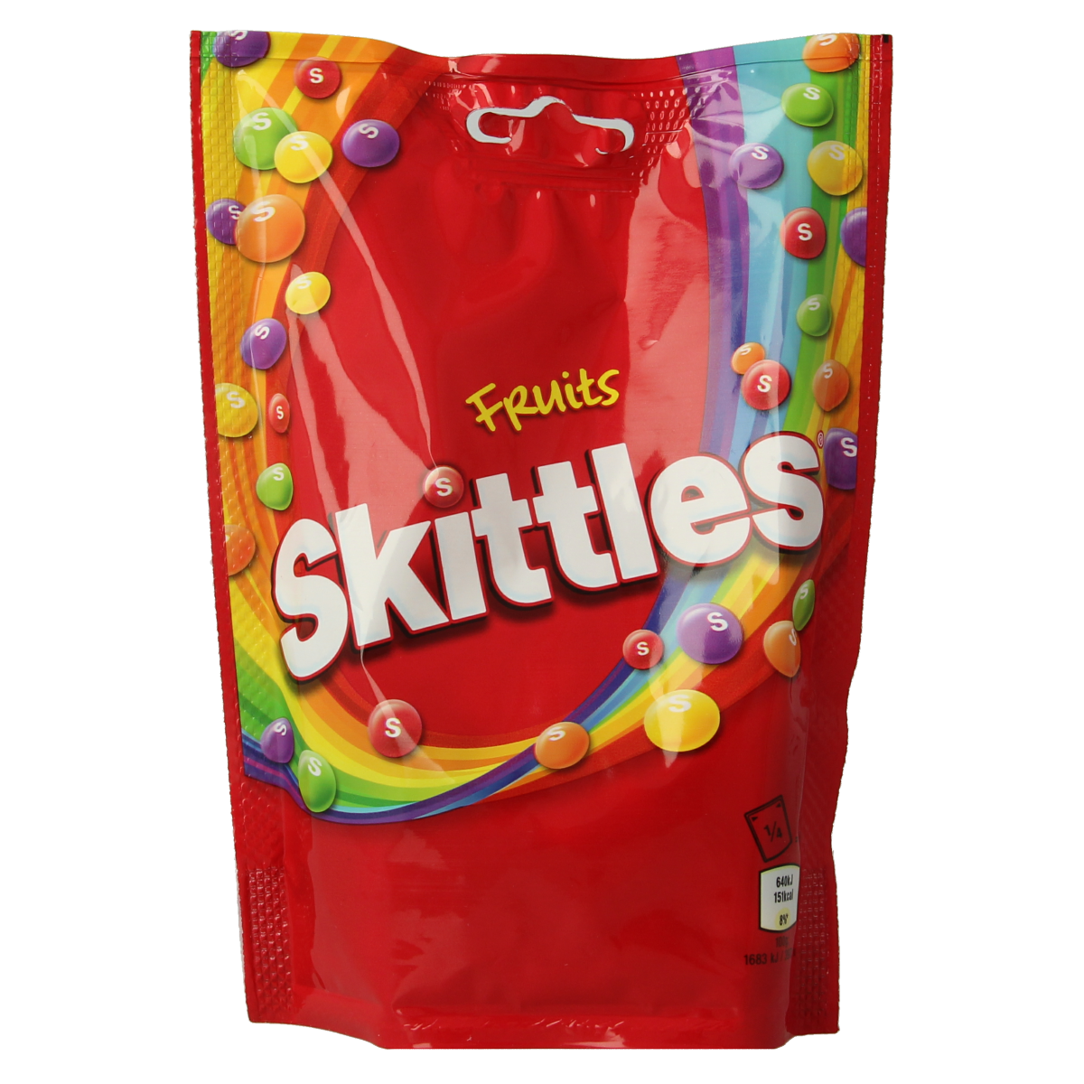 Colorful Skittles Fruits candy in a 152g snack bag, featuring vibrant fruit-flavored chewy sweets from Skittles.