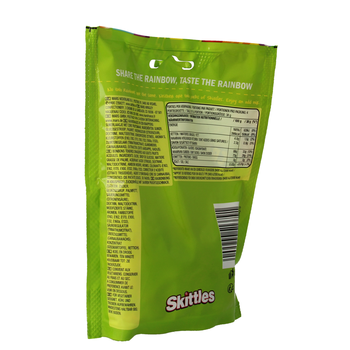 Colorful Skittles Crazy Sours candy in a 152g package, featuring vibrant sour fruit-flavored chewy sweets.