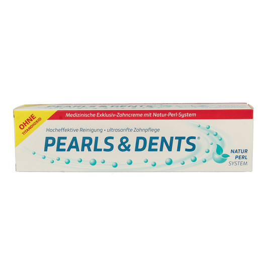 DCC Pearls en dents medicinale tandpasta in 100ml tube, designed for dental care and oral health.