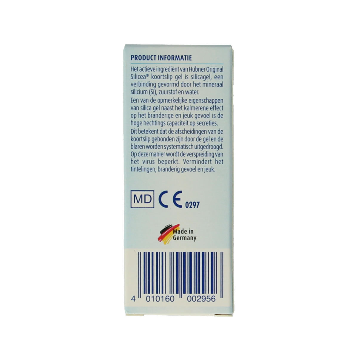 Hubner Silicea lip care gel in 2g tube, soothing treatment for cold sores with natural ingredients.