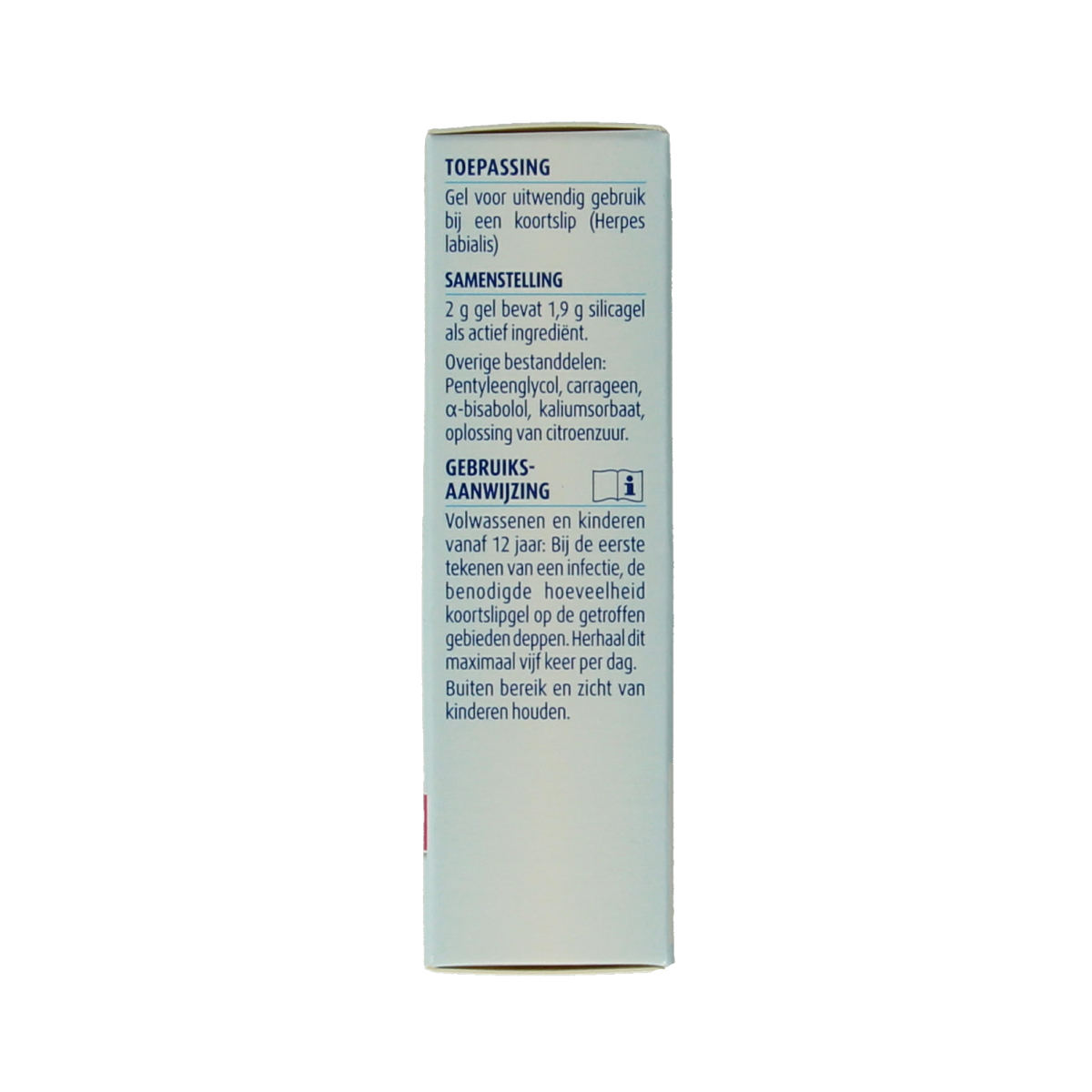 Hubner Silicea lip care gel in a 2g tube, designed for soothing cold sore relief and lip protection.