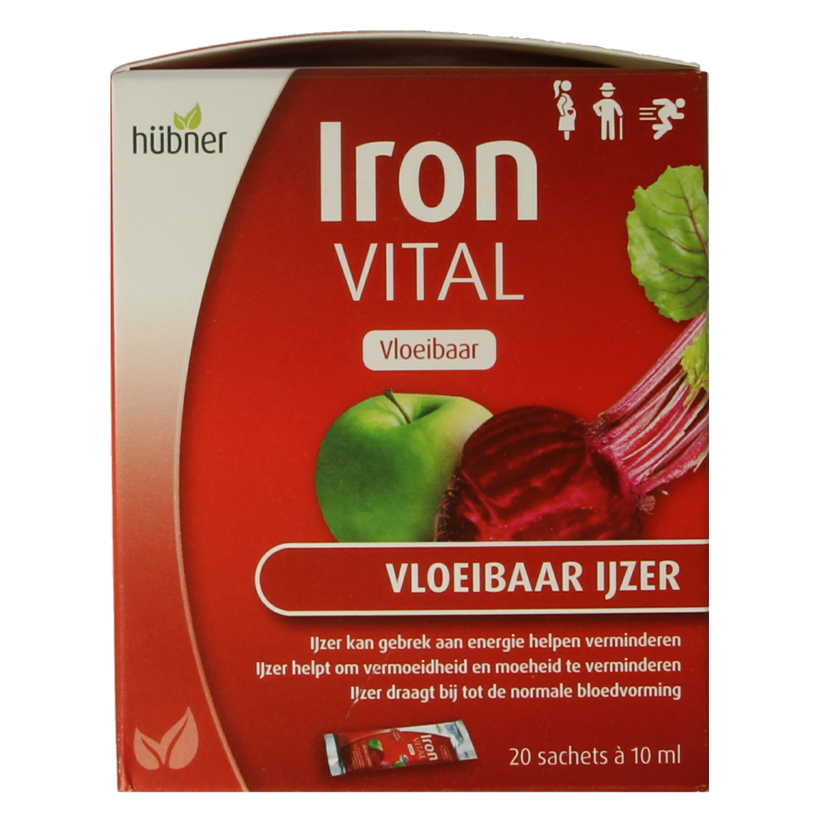 Hubner Iron Vital liquid iron supplement in 20 x 10ml bottles, mineral supplement for iron deficiency, natural mineral formula.