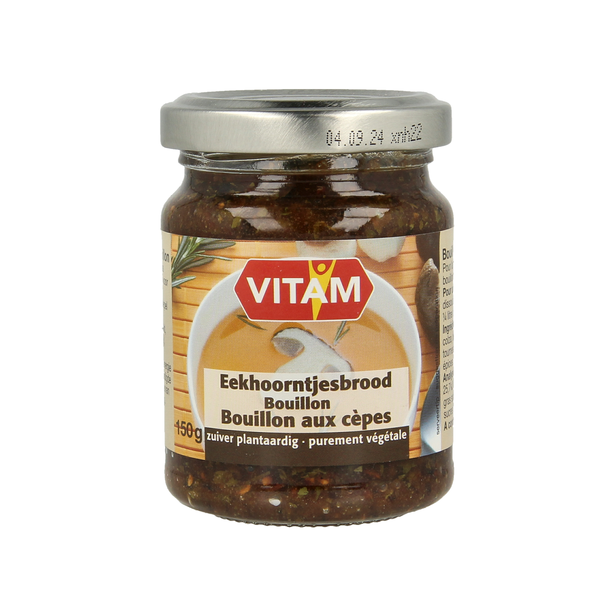 Vitam Eekhoorntjesbrood bouillon pasta in a 150g package, used for flavorful soups and broths.
