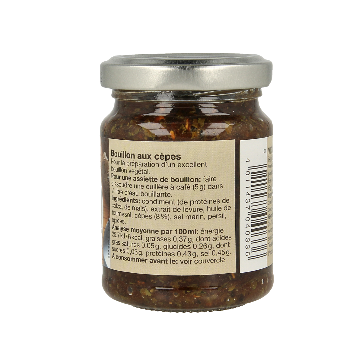 Vitam Eekhoorntjesbrood bouillon pasta in a 150g package, suitable for soups and broths, with imagery of the product packaging.