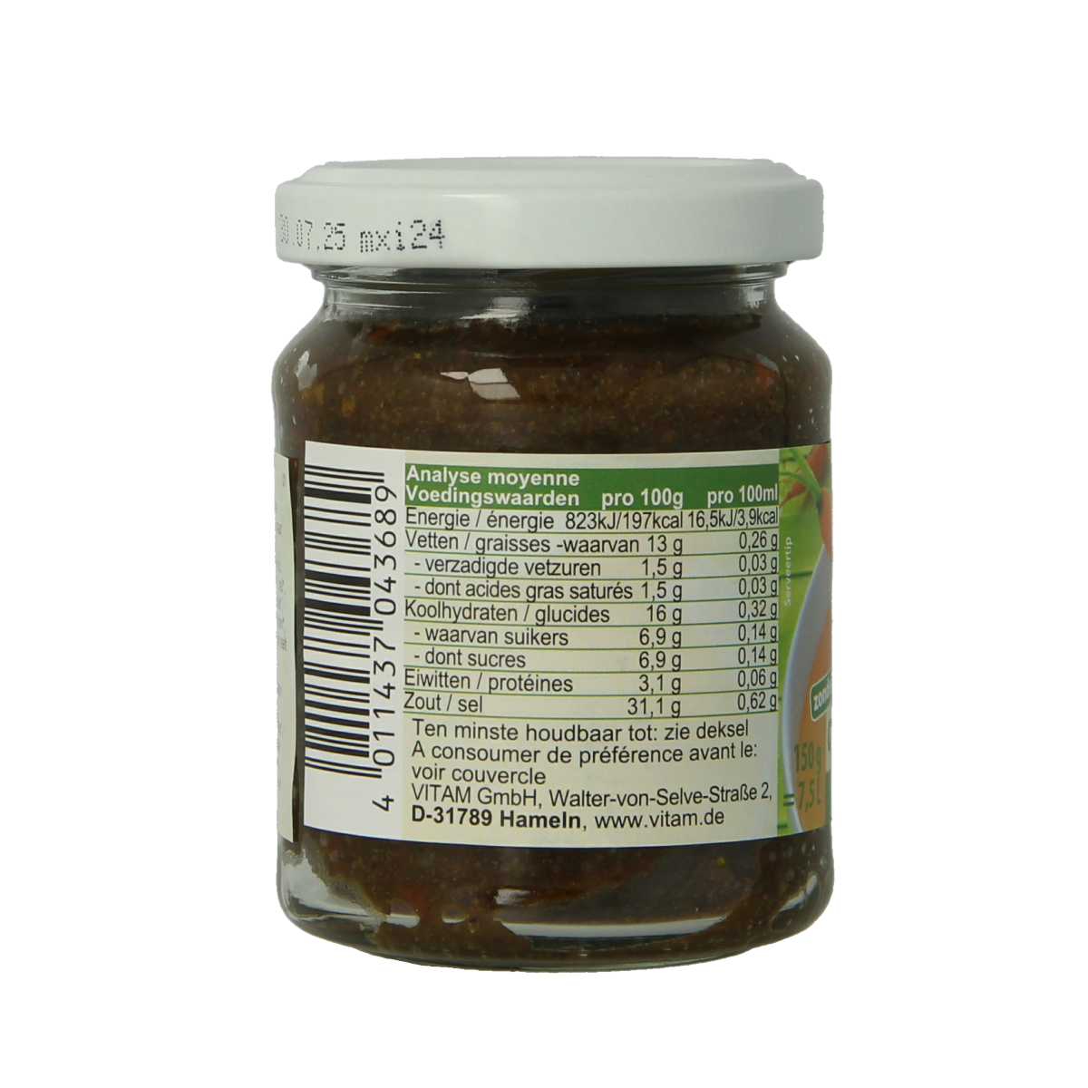 Vitam organic vegetable bouillon without yeast in 150g package, ideal for soups and broths.
