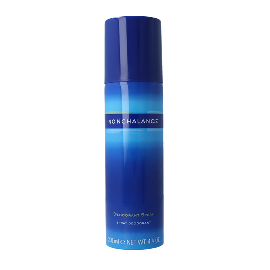 Nonchalance deodorant spray 200ml bottle, with a sleek design and spray nozzle, ready for daily use.