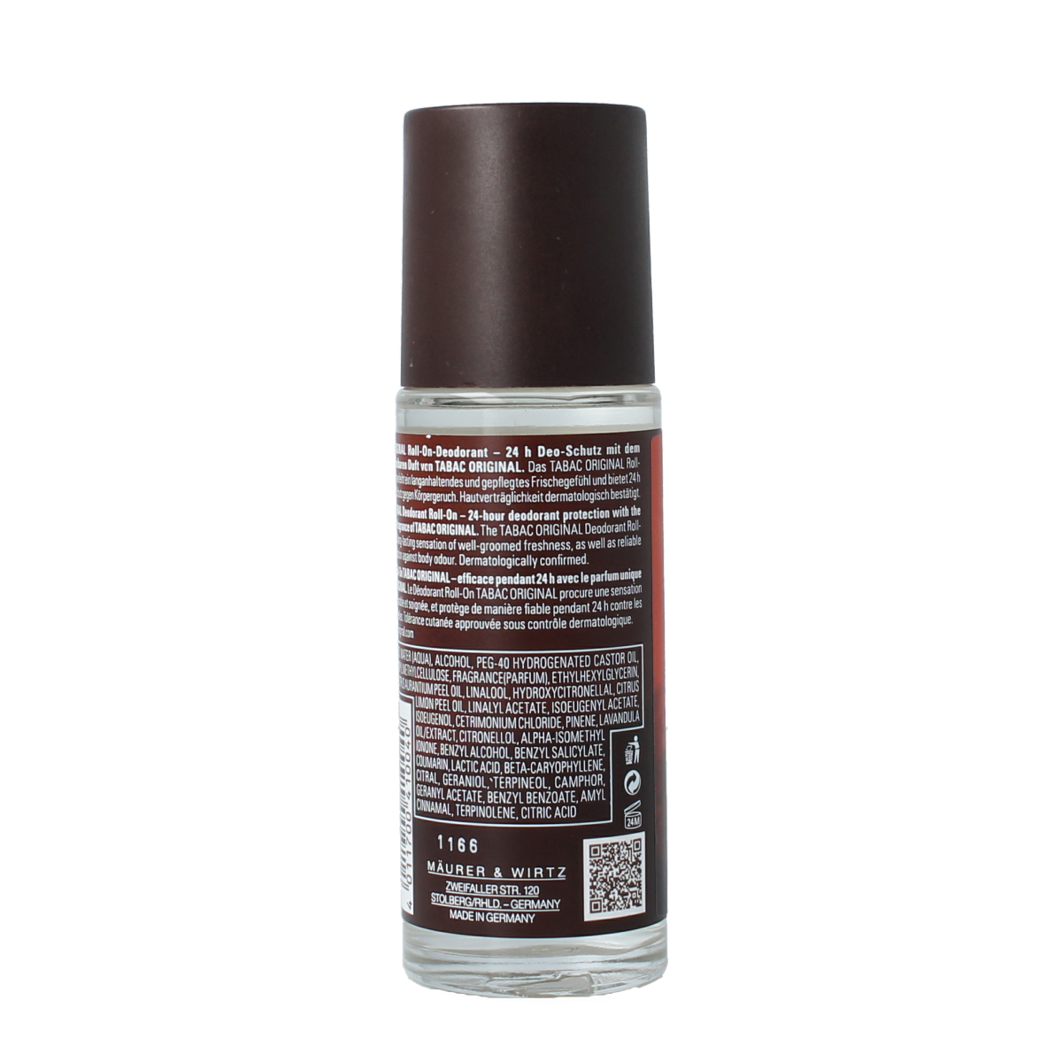 Tabac Original deodorant roll-on in 75ml bottle, featuring classic packaging and smooth application for everyday freshness.