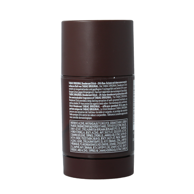 Tabac Original deodorant stick in 75ml container, showing the classic packaging and label design.