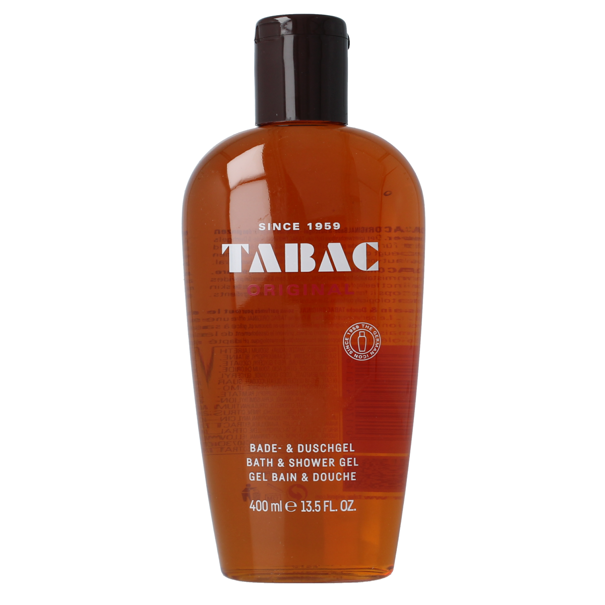 Tabac Original bath and shower gel 400ml bottle, with label and cap, designed for a refreshing shower experience