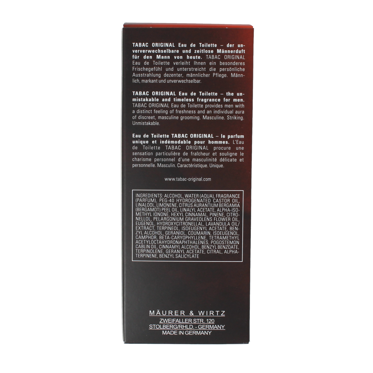 Tabac Original eau de toilette natural spray 100ml, featuring the classic fragrance bottle with a sleek design.