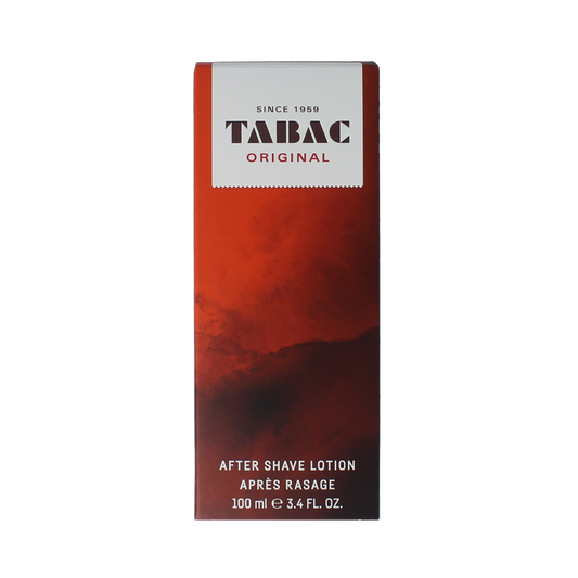 Tabac Original aftershave lotion in a 100ml bottle, suitable for shaving and grooming, with classic packaging and branding.
