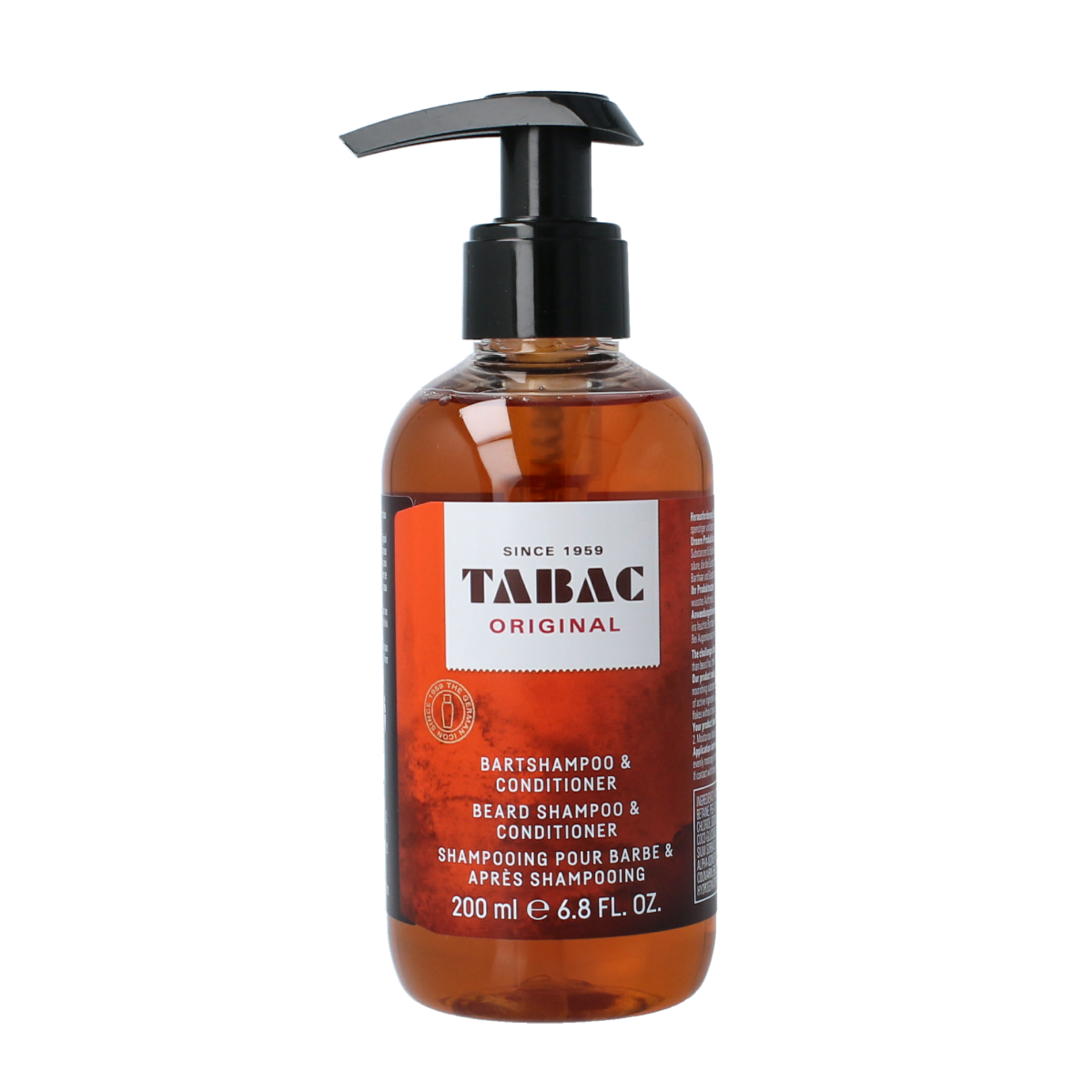 Tabac Original beard shampoo in a 200ml bottle, designed for beard and hair care with a clean, masculine appearance.