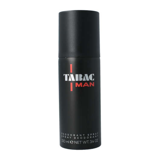 Tabac Man deodorant spray 150ml bottle with a sleek design, featuring the Tabac logo and a white and blue color scheme.