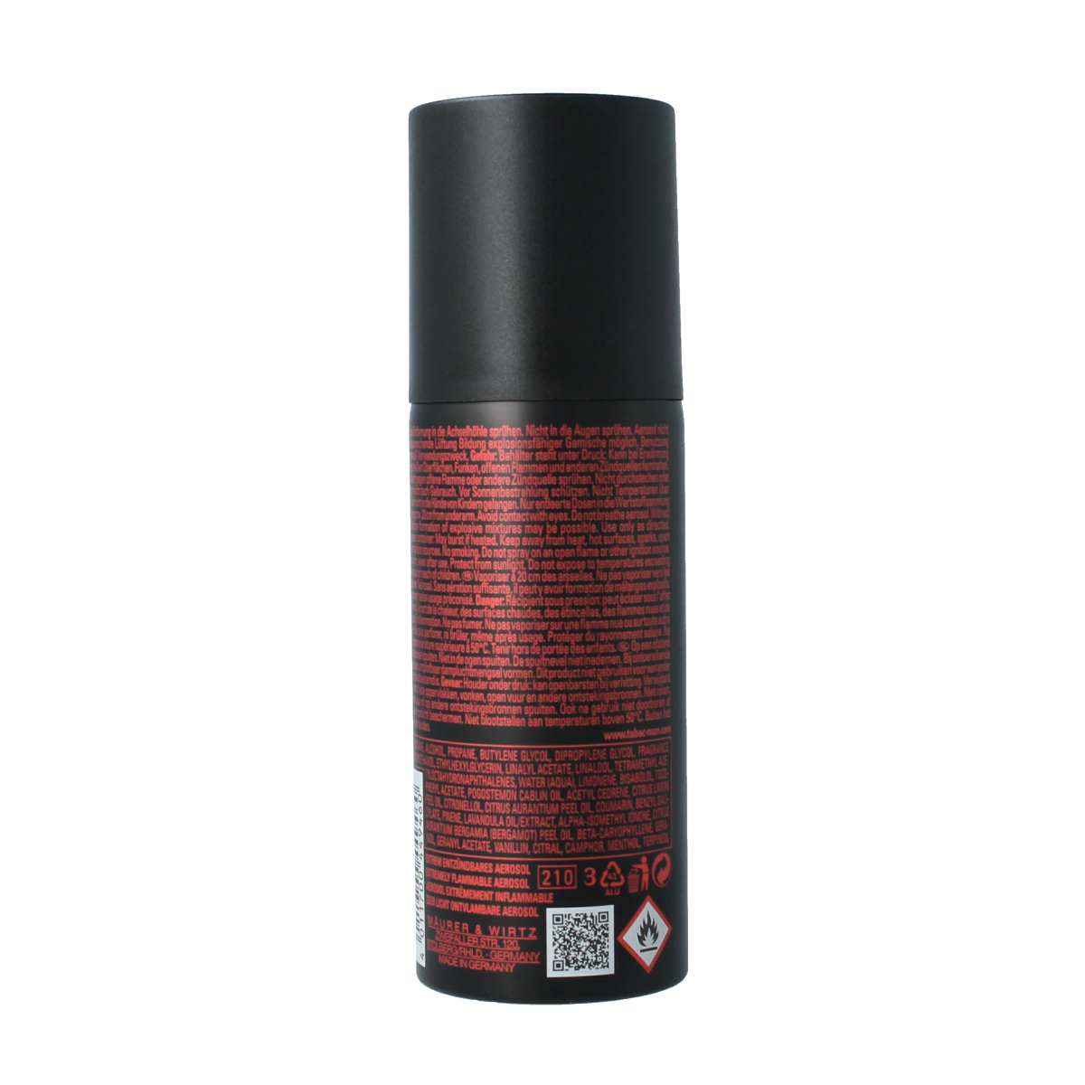Tabac Man deodorant spray in 150ml bottle, featuring classic design and spray nozzle, for fresh masculine scent.