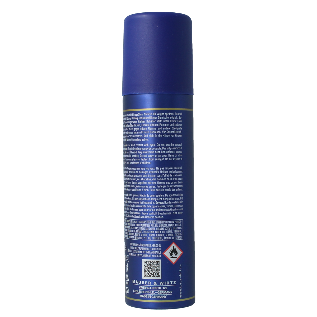 Tosca deodorant spray 150ml bottle with a sleek design, featuring the Tosca brand logo on the label.