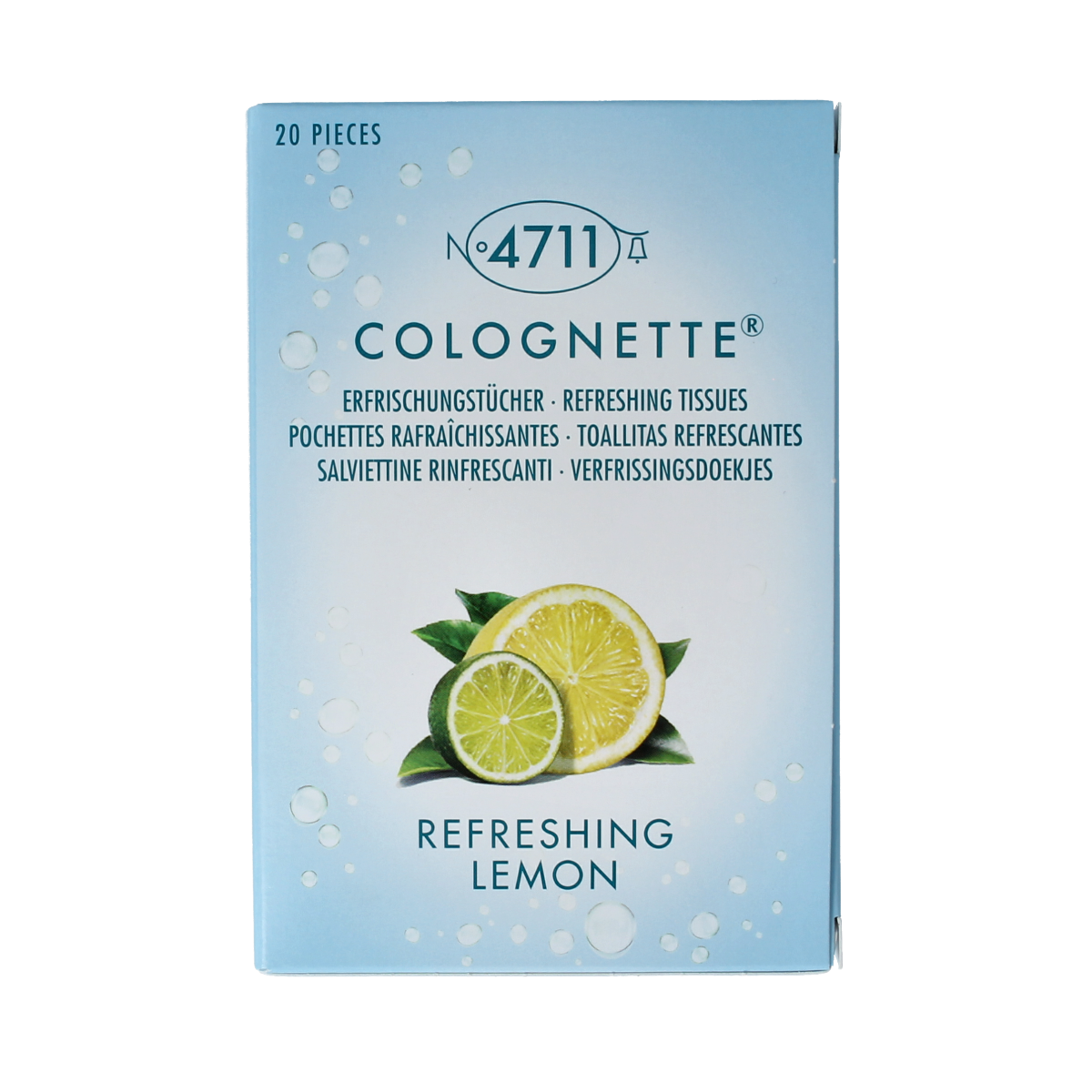 4711 Colognette citrus tissues, 20-pack of scented tissues with citrus fragrance, brand 4711, shown in the image.
