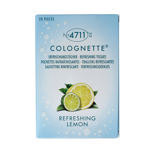 4711 Colognette citrus tissues, 20-pack of scented tissues with citrus fragrance, brand 4711, shown in the image.