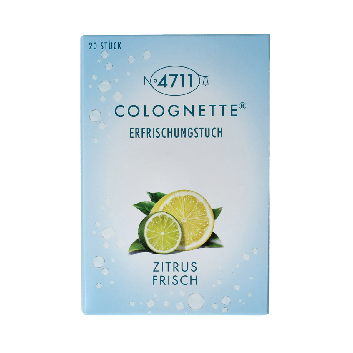 4711 Colognette tissues citrus scent, 20-pack, soft scented tissues with citrus fragrance, in colorful packaging.
